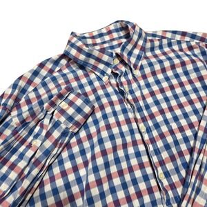 Brooks Brothers Madison Mens Checkered Button Down Shirt Size M Red White Blue